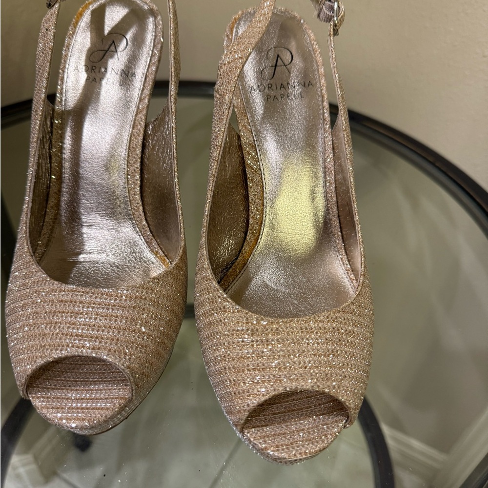 Adrianna Papell Glittering Gold Slingback Heels